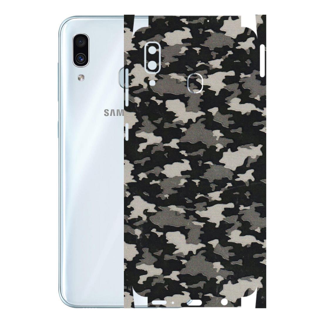 Samsung A/S Series Phone Skins (All Models) - Black/Grey Camoflaunge - 3D Embossed Finish (L-142) Samsung Galaxy A30