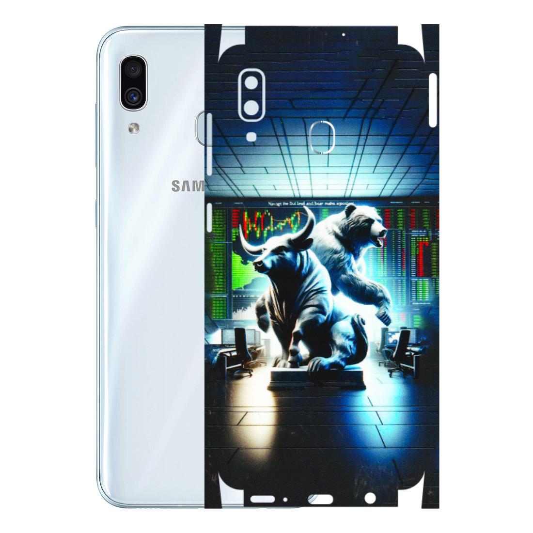 Samsung A/S Series Phone Skins (All Models) - Stock Market Sensex Bear vs Bulls - 3D Embossed Finish (L-15) Samsung Galaxy A30