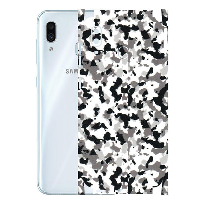 Samsung A/S Series Phone Skins (All Models) - White Black Camouflage - 3D Embossed Finish (L-18) Samsung Galaxy A30