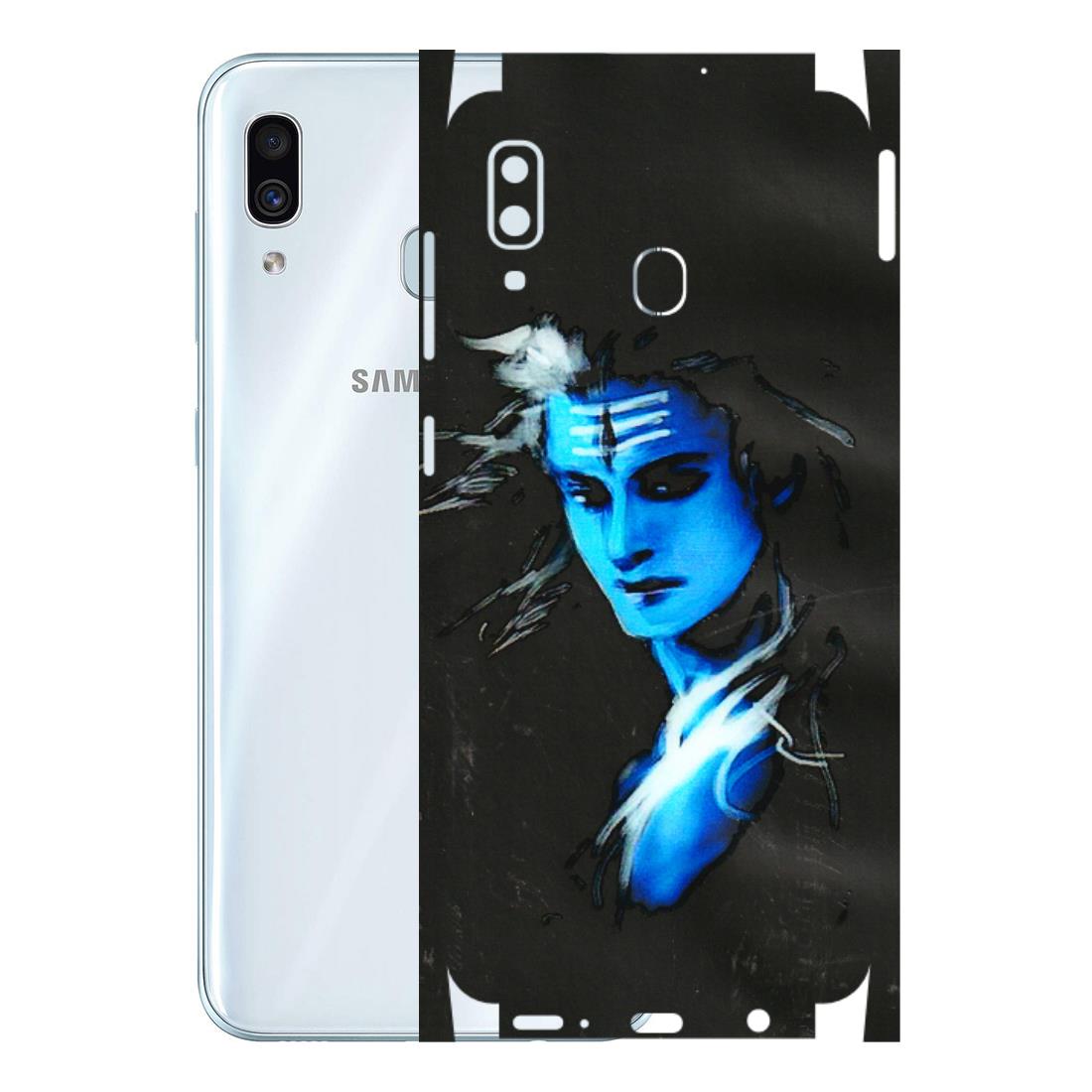 Samsung A/S Series Phone Skins (All Models) - Har Har Mahadev Blue/Black - 3D Embossed Finish (L-185) Samsung Galaxy A30