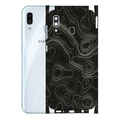 Samsung A/S Series Phone Skins (All Models) - Black Swirl - 3D Embossed Finish (L-196) Samsung Galaxy A30