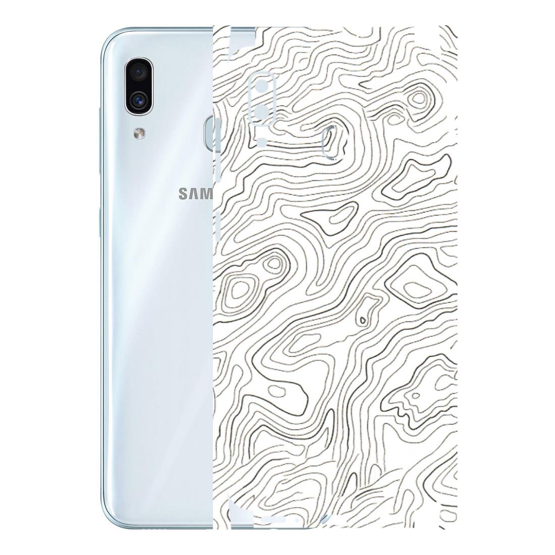Samsung A/S Series Phone Skins (All Models) - White Black Swirls - 3D Embossed Finish (L-219) Samsung Galaxy A30