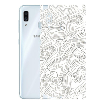 Samsung A/S Series Phone Skins (All Models) - White Black Swirls - 3D Embossed Finish (L-219) Samsung Galaxy A30