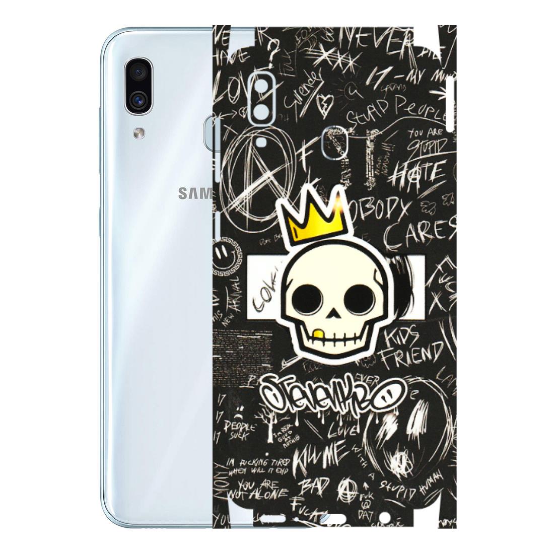 Samsung A/S Series Phone Skins (All Models) - Funny Skull Black Chalk Grafitti - 3D Embossed Finish (L-22) Samsung Galaxy A30