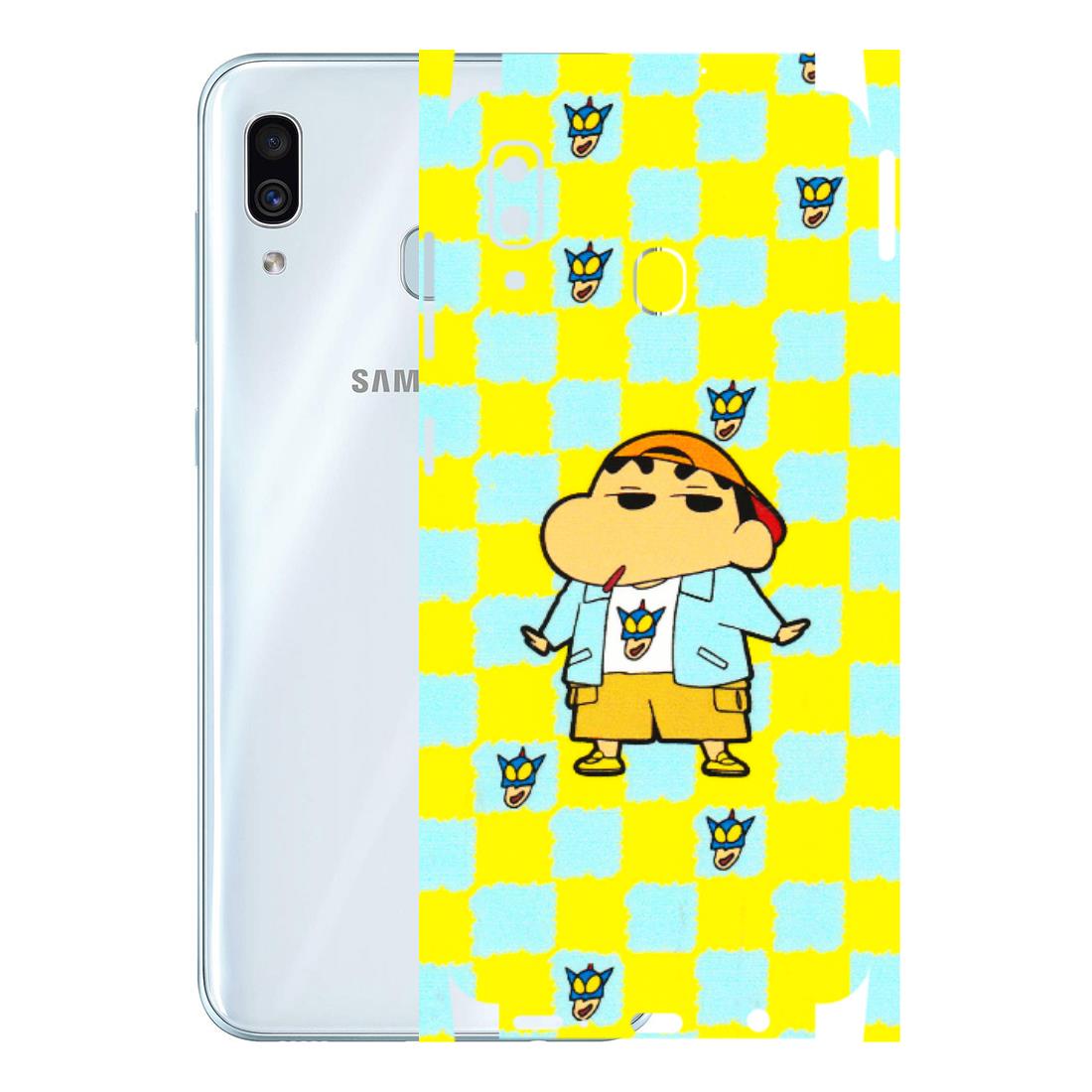 Samsung A/S Series Phone Skins (All Models) - Yellow Blue Shinchan Cute - 3D Embossed Finish (L-221) Samsung Galaxy A30
