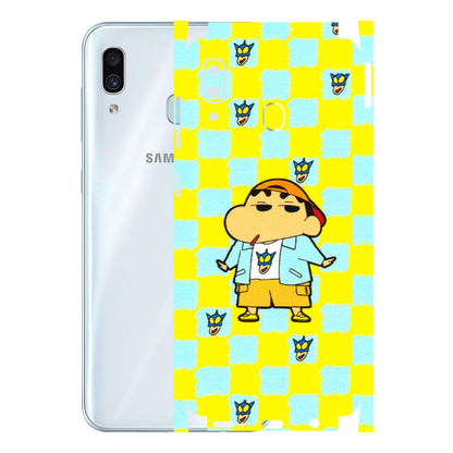 Samsung A/S Series Phone Skins (All Models) - Yellow Blue Shinchan Cute - 3D Embossed Finish (L-221) Samsung Galaxy A30