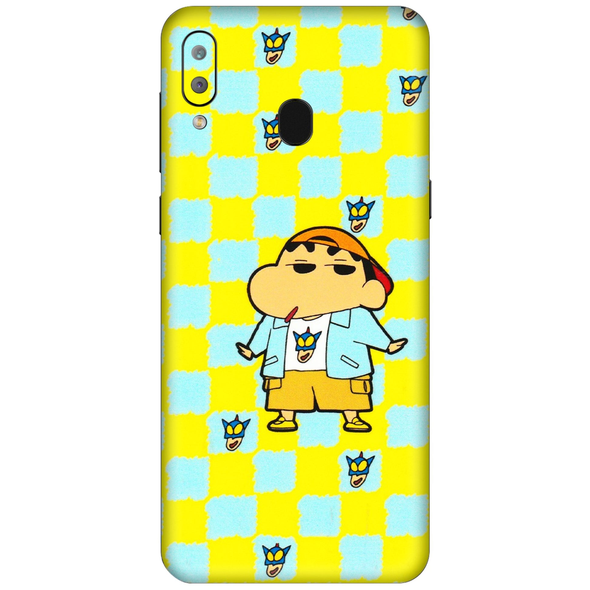 Samsung A/S Series Phone Skins (All Models) - Yellow Blue Shinchan Cute - 3D Embossed Finish (L-221) Samsung Galaxy A30