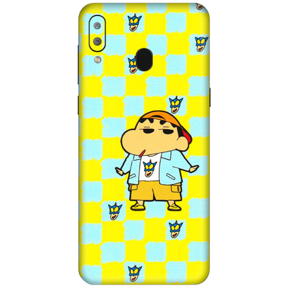 Samsung A/S Series Phone Skins (All Models) - Yellow Blue Shinchan Cute - 3D Embossed Finish (L-221) Samsung Galaxy A30