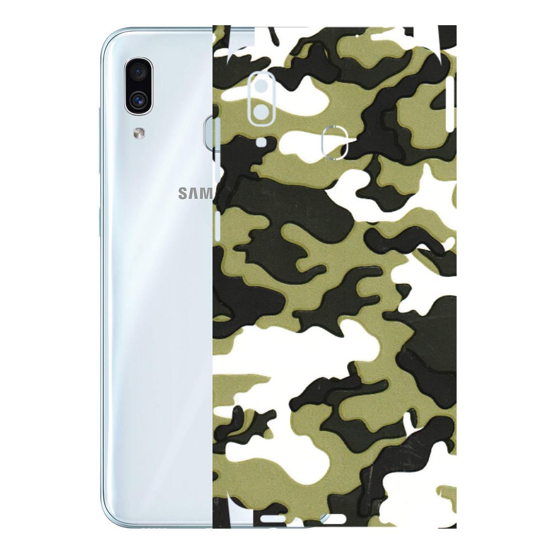 Samsung A/S Series Phone Skins (All Models) - Camouflages White And Green - 3D Embossed Finish (L-243) Samsung Galaxy A30