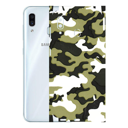 Samsung A/S Series Phone Skins (All Models) - Camouflages White And Green - 3D Embossed Finish (L-243) Samsung Galaxy A30