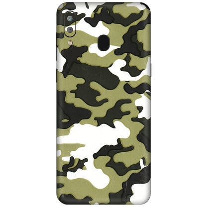 Samsung A/S Series Phone Skins (All Models) - Camouflages White And Green - 3D Embossed Finish (L-243) Samsung Galaxy A30