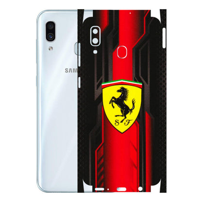 Samsung A/S Series Phone Skins (All Models) - Black Ferrari Logo - 3D Embossed Finish (L-253) Samsung Galaxy A30
