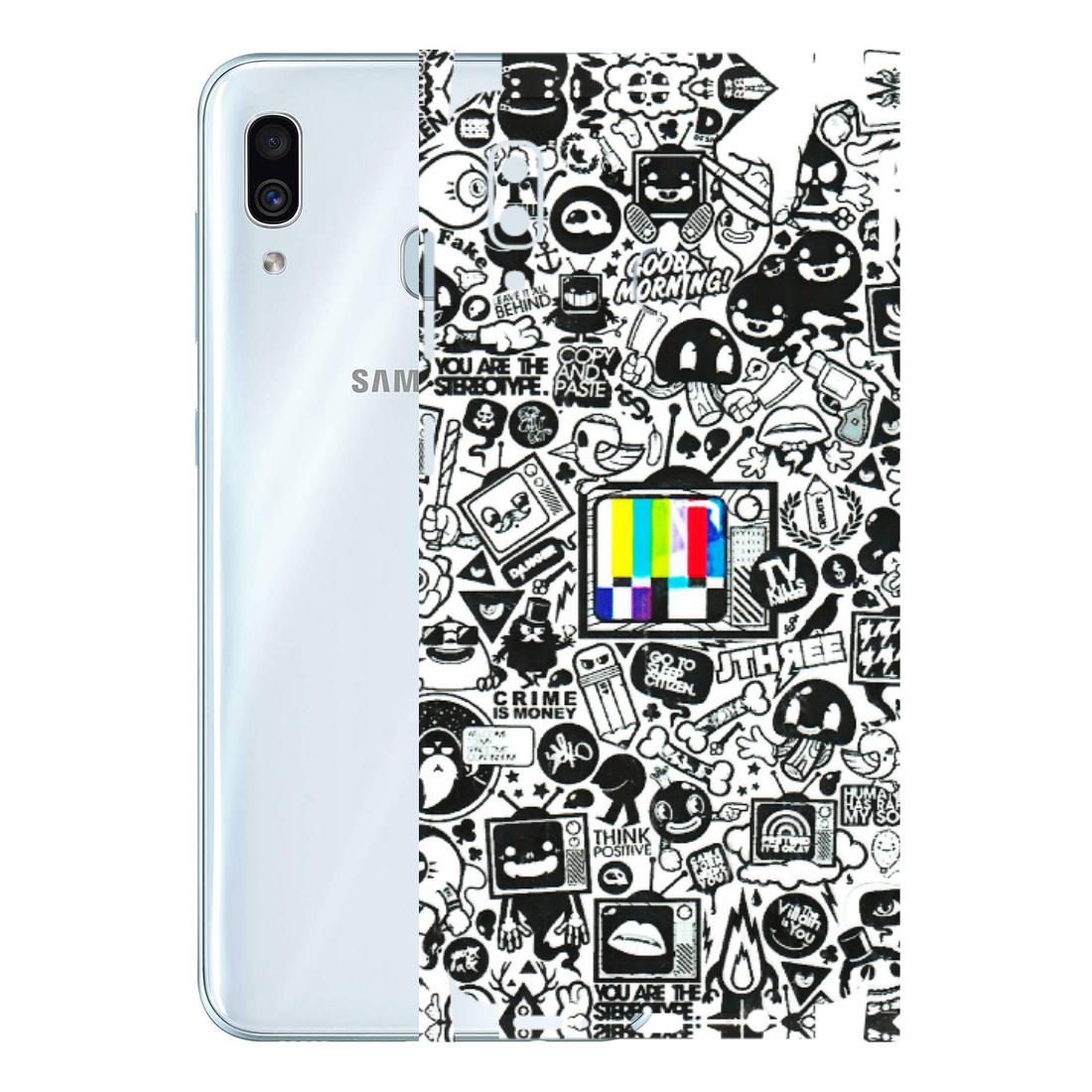 Samsung A/S Series Phone Skins (All Models) - Doodles Positive Art - 3D Embossed Finish (L-263) Samsung Galaxy A30