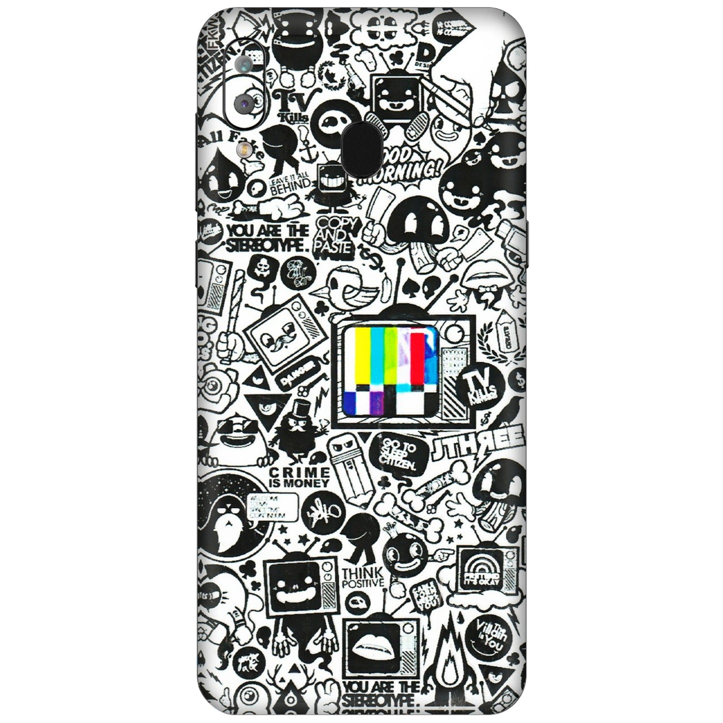 Samsung A/S Series Phone Skins (All Models) - Doodles Positive Art - 3D Embossed Finish (L-263) Samsung Galaxy A30