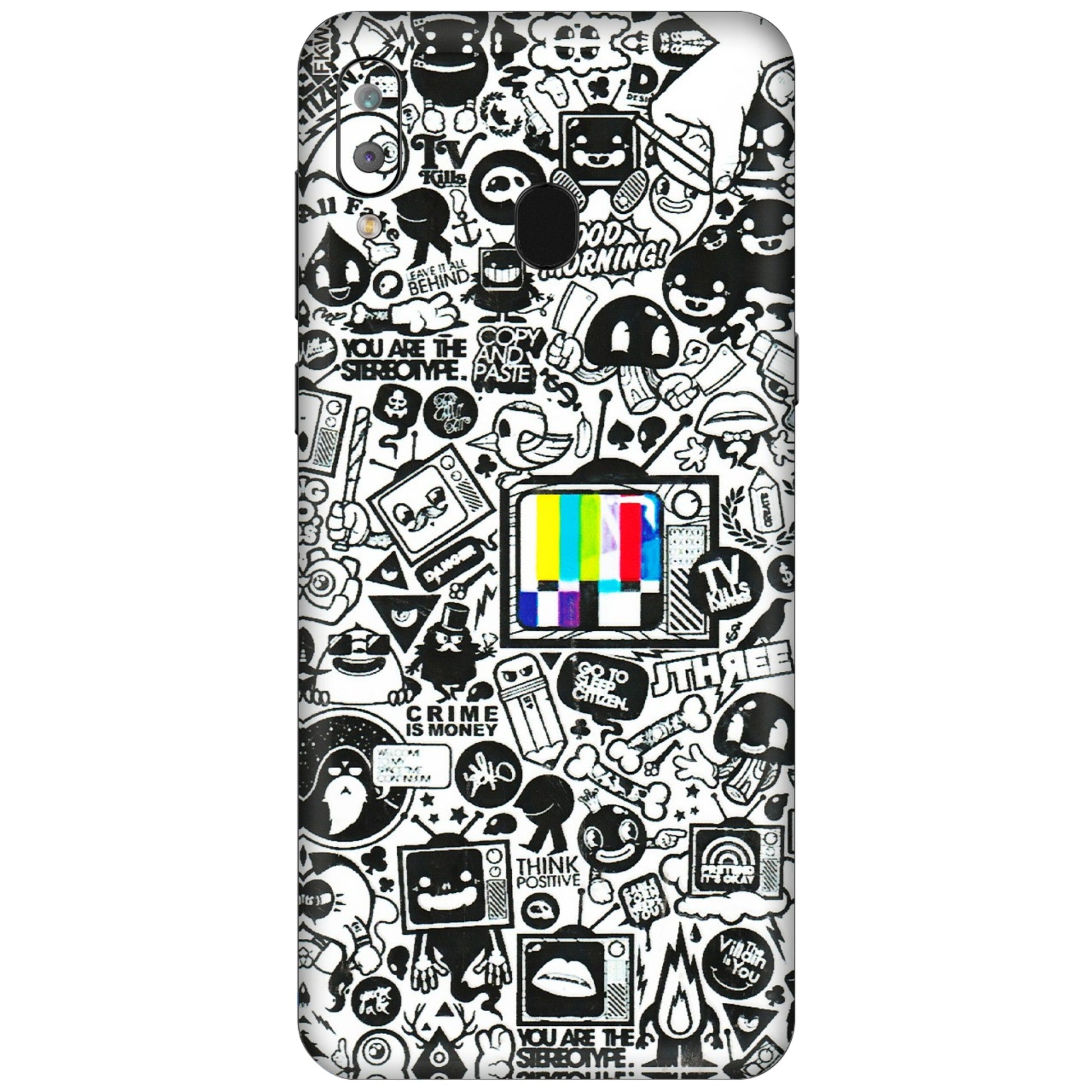 Samsung A/S Series Phone Skins (All Models) - Doodles Positive Art - 3D Embossed Finish (L-263) Samsung Galaxy A30