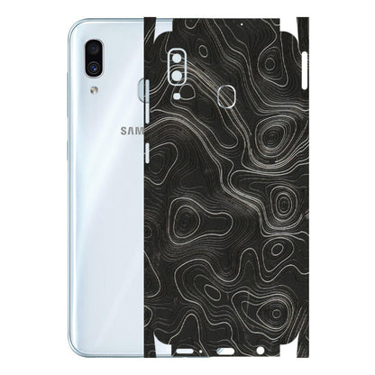 Samsung A/S Series Phone Skins (All Models) - Abstract White Line Map - 3D Embossed Finish (L-269) Samsung Galaxy A30