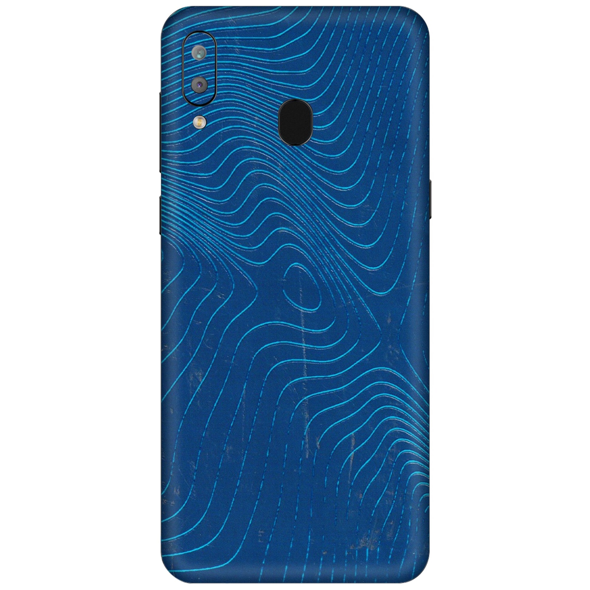 Samsung A/S Series Phone Skins (All Models) - Abstract Blue Line Map - 3D Embossed Finish (L-272) Samsung Galaxy A30