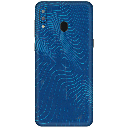 Samsung A/S Series Phone Skins (All Models) - Abstract Blue Line Map - 3D Embossed Finish (L-272) Samsung Galaxy A30