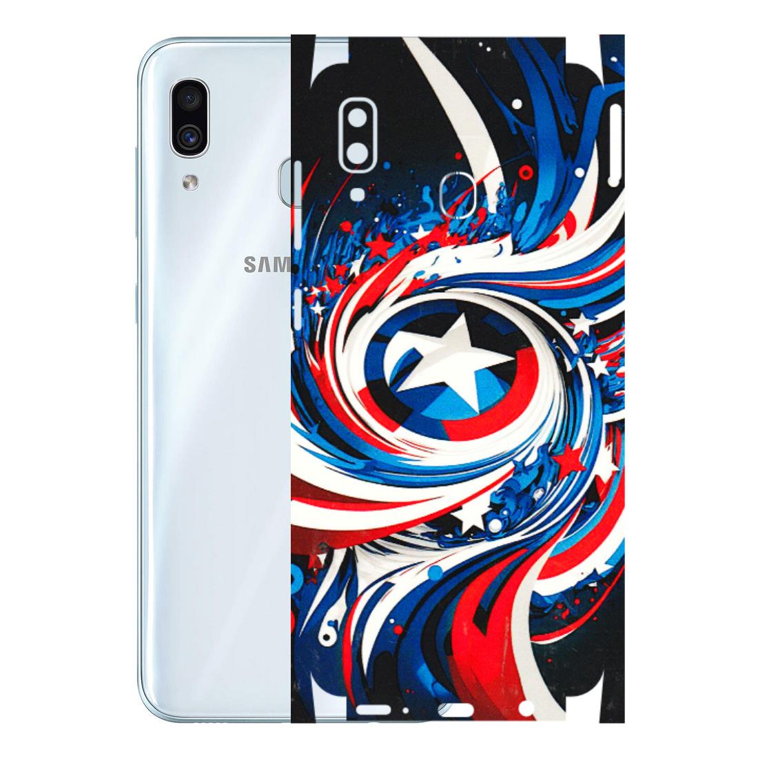 Samsung A/S Series Phone Skins (All Models) - Captain America Logo - 3D Embossed Finish (L-307) Samsung Galaxy A30