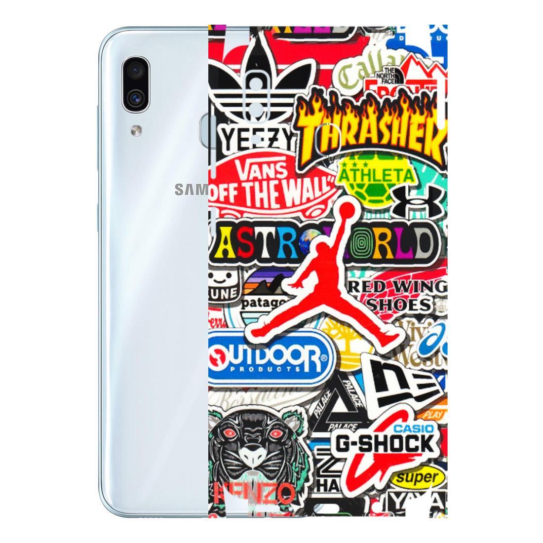 Samsung A/S Series Phone Skins (All Models) - Multi Brands Sticker Graffiti - 3D Embossed Finish (L-37) Samsung Galaxy A30