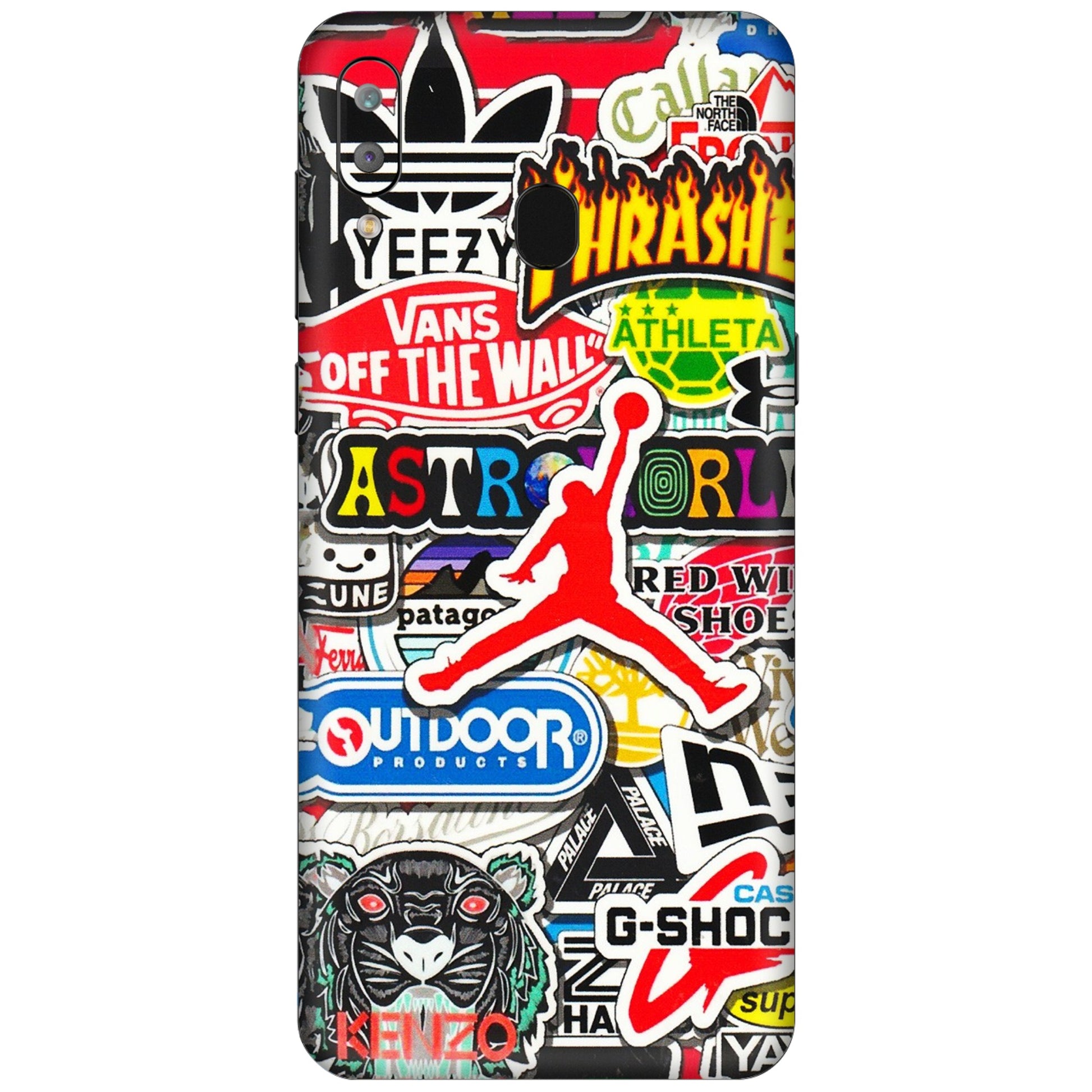 Samsung A/S Series Phone Skins (All Models) - Multi Brands Sticker Graffiti - 3D Embossed Finish (L-37) Samsung Galaxy A30