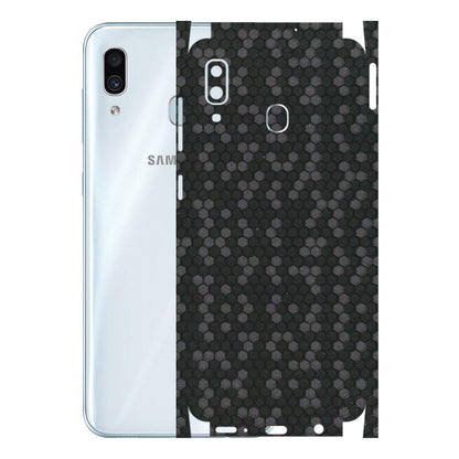 Samsung A/S Series Phone Skins (All Models) - Black Grey Honeycomb Sober - 3D Embossed Finish (L-85) Samsung Galaxy A30