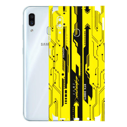 Samsung A/S Series Phone Skins (All Models) - Yellow Cyberpunk - 3D Embossed Finish (L-93) Samsung Galaxy A30
