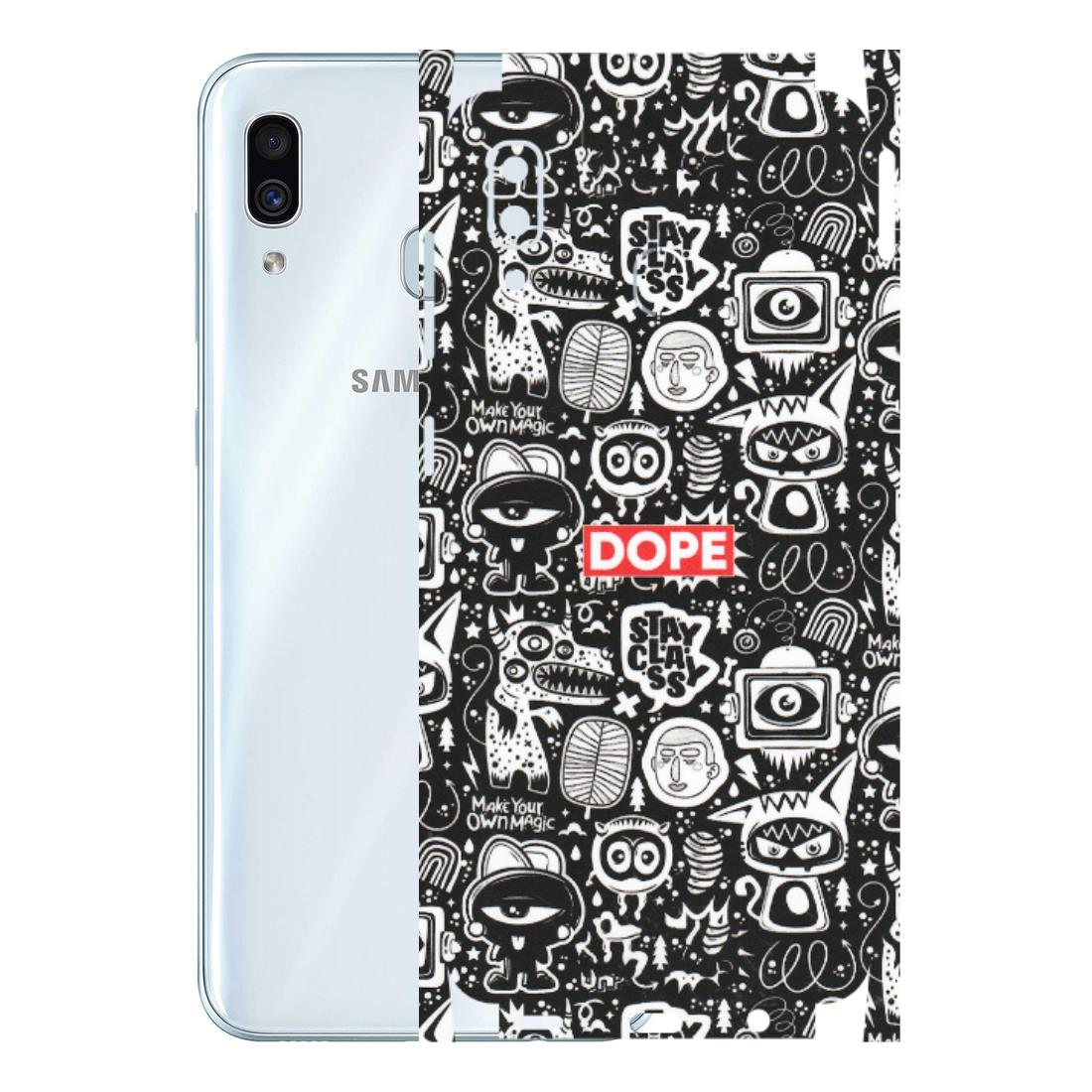 Samsung A/S Series Phone Skins (All Models) - Dope Stay Classy Black Doodles - Matte Finish (M-126) Samsung Galaxy A30