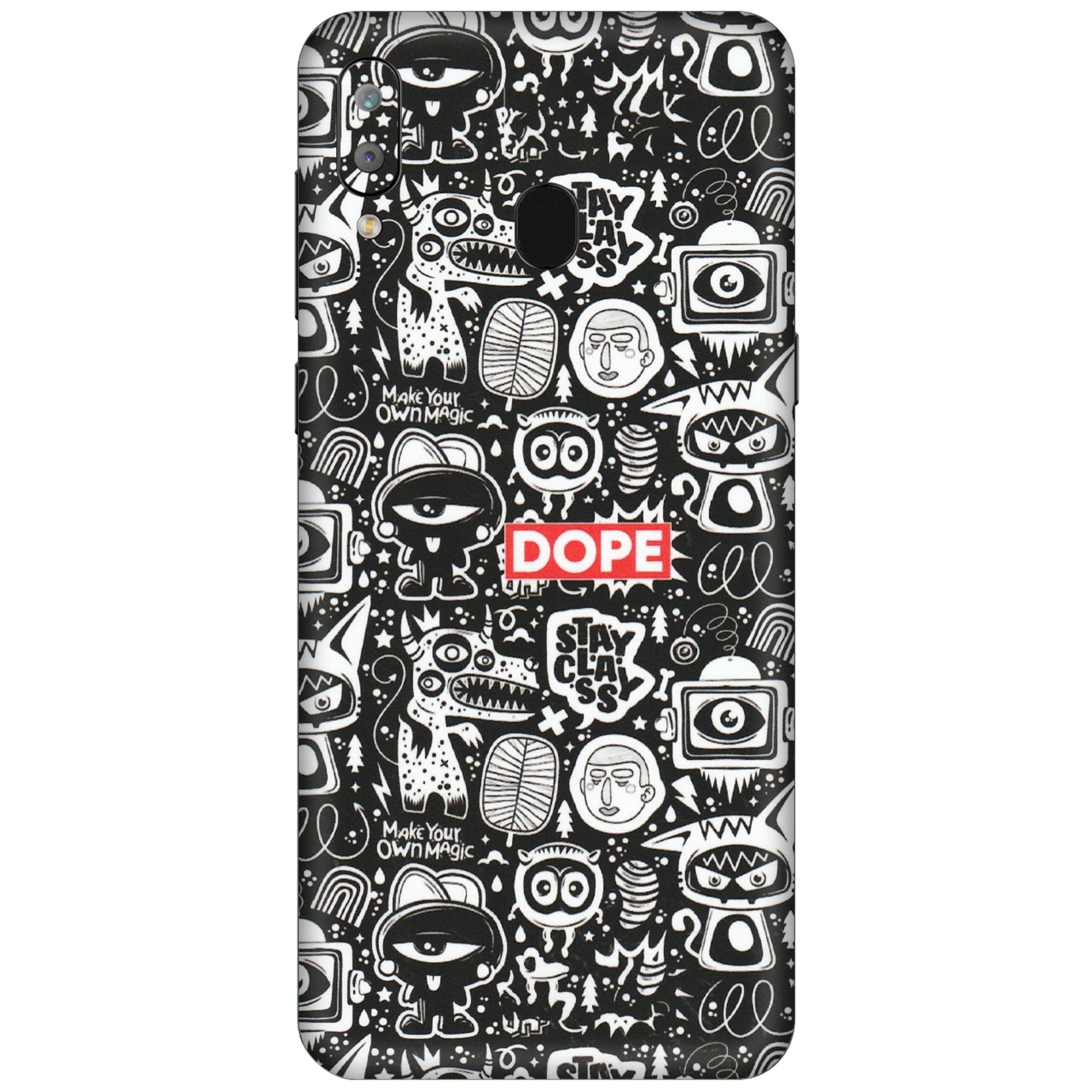 Samsung A/S Series Phone Skins (All Models) - Dope Stay Classy Black Doodles - Matte Finish (M-126) Samsung Galaxy A30