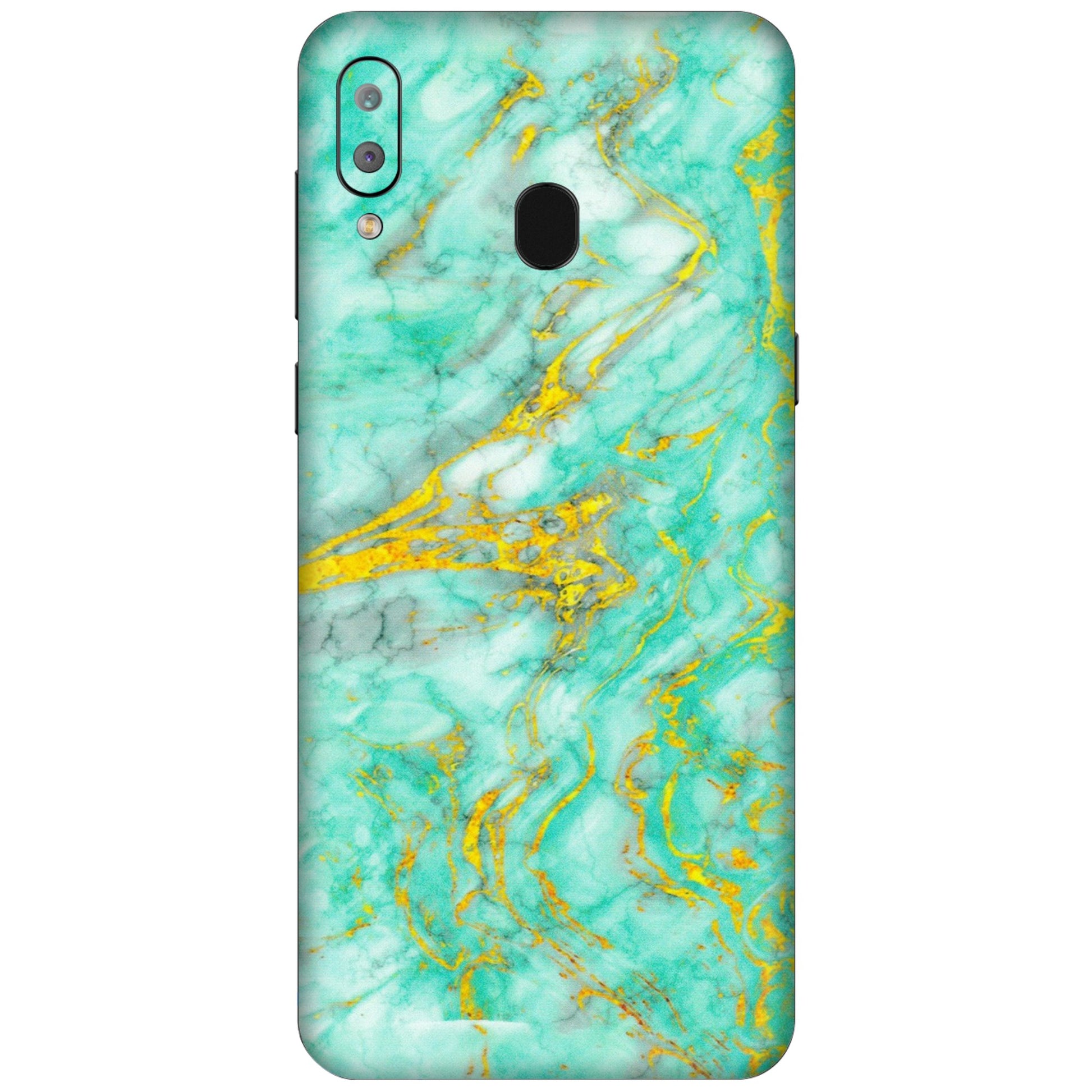 Samsung A/S Series Phone Skins (All Models) - Green And Gold Marble Feel - Matte Finish (M-16) Samsung Galaxy A30