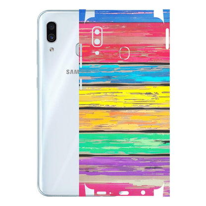 Samsung A/S Series Phone Skins (All Models) - Multi Colour Wooden Wall - Matte Finish (M-96) Samsung Galaxy A30