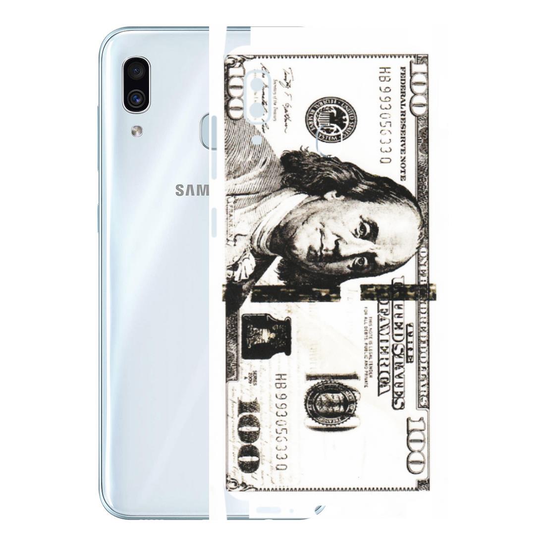 Samsung A/S Series Phone Skins (All Models) - 100 Dollar Currency - Transparent Finish (T-01) Samsung Galaxy A30