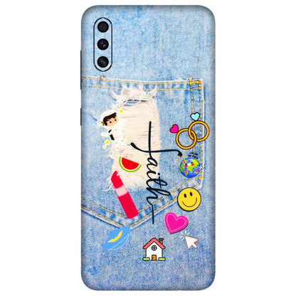 Samsung A/S Series Phone Skins (All Models) - Denim Jeans Pocket - 3D Embossed Finish (L-134) Samsung Galaxy A30s