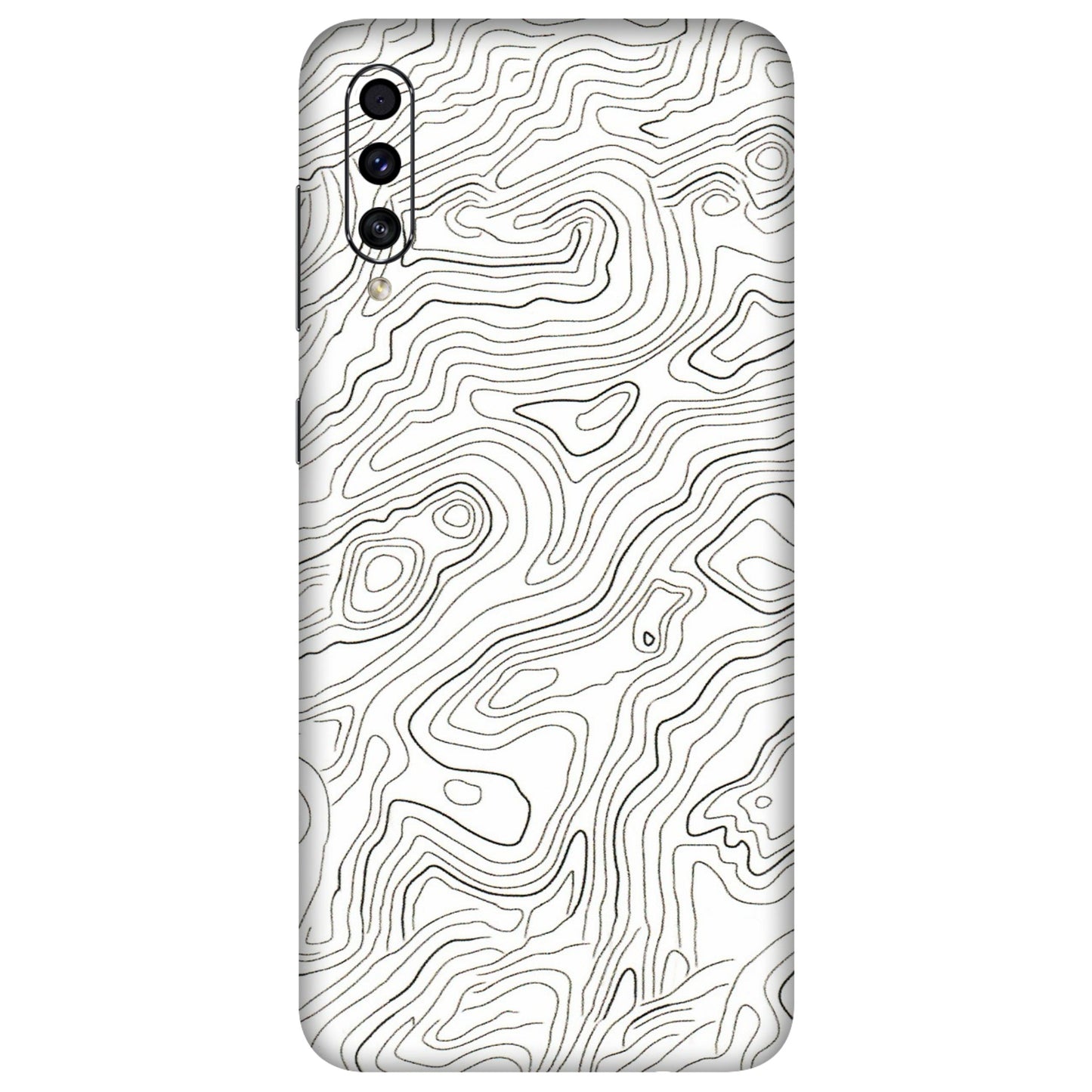 Samsung A/S Series Phone Skins (All Models) - White Black Swirls - 3D Embossed Finish (L-219) Samsung Galaxy A30s