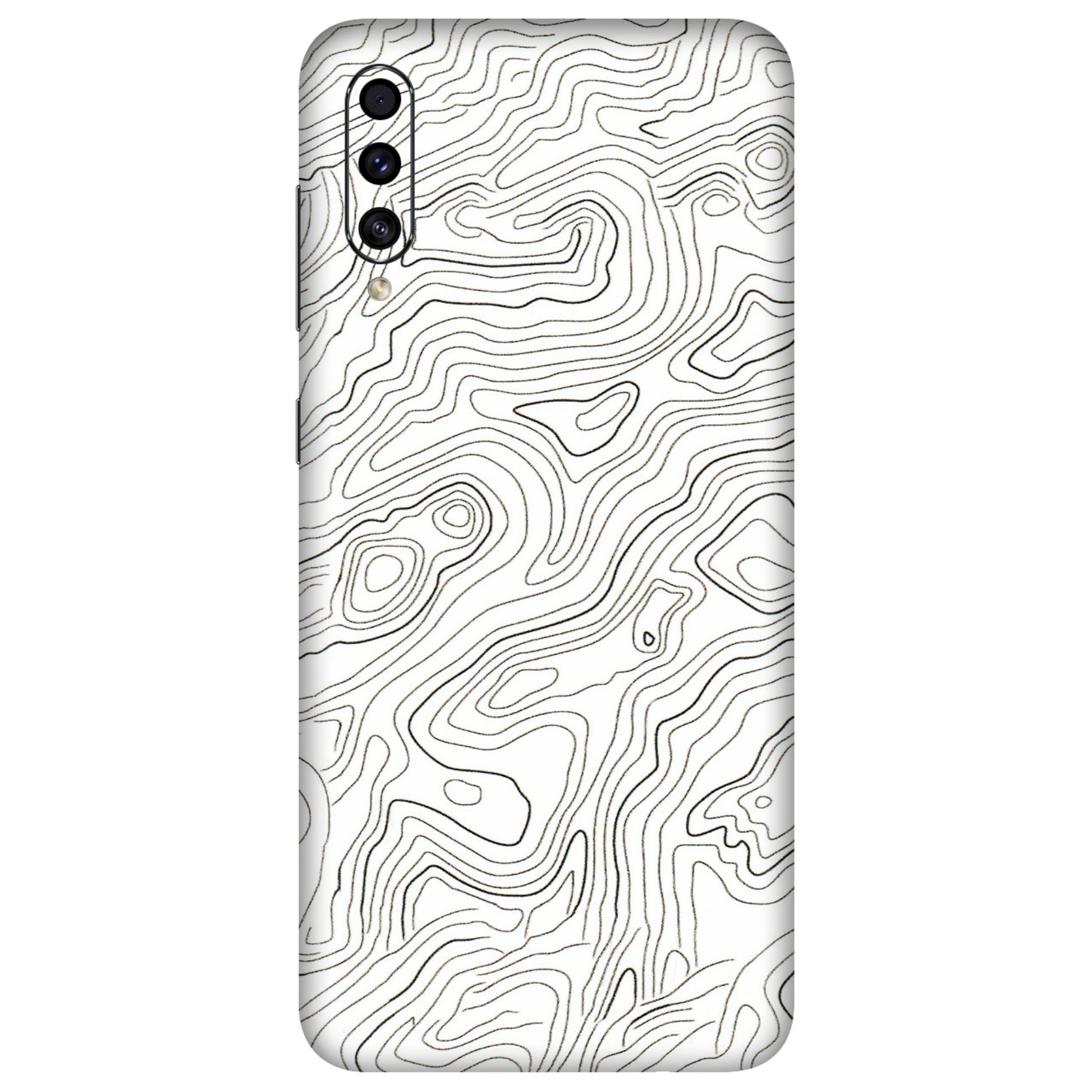 Samsung A/S Series Phone Skins (All Models) - White Black Swirls - 3D Embossed Finish (L-219) Samsung Galaxy A30s