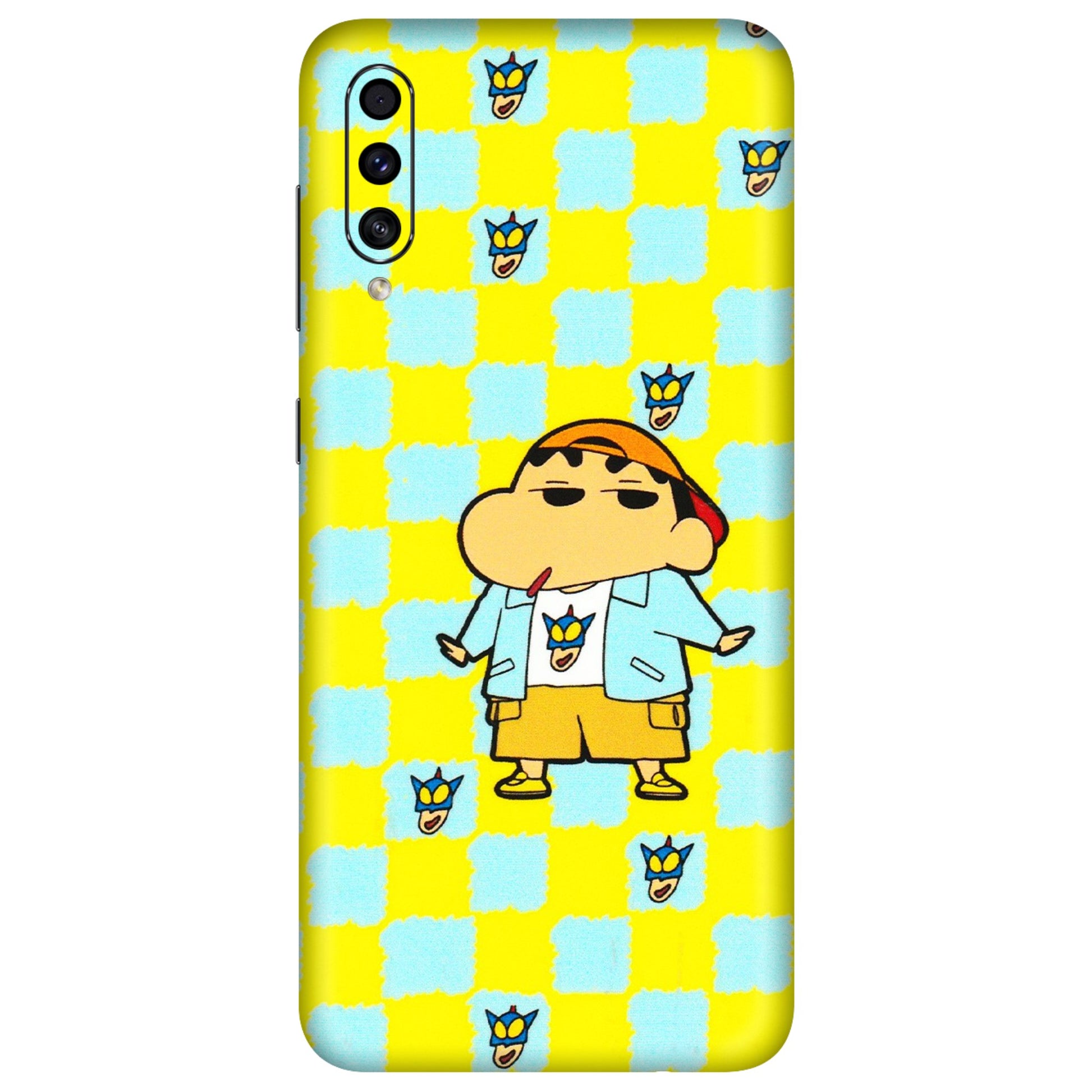 Samsung A/S Series Phone Skins (All Models) - Yellow Blue Shinchan Cute - 3D Embossed Finish (L-221) Samsung Galaxy A30s