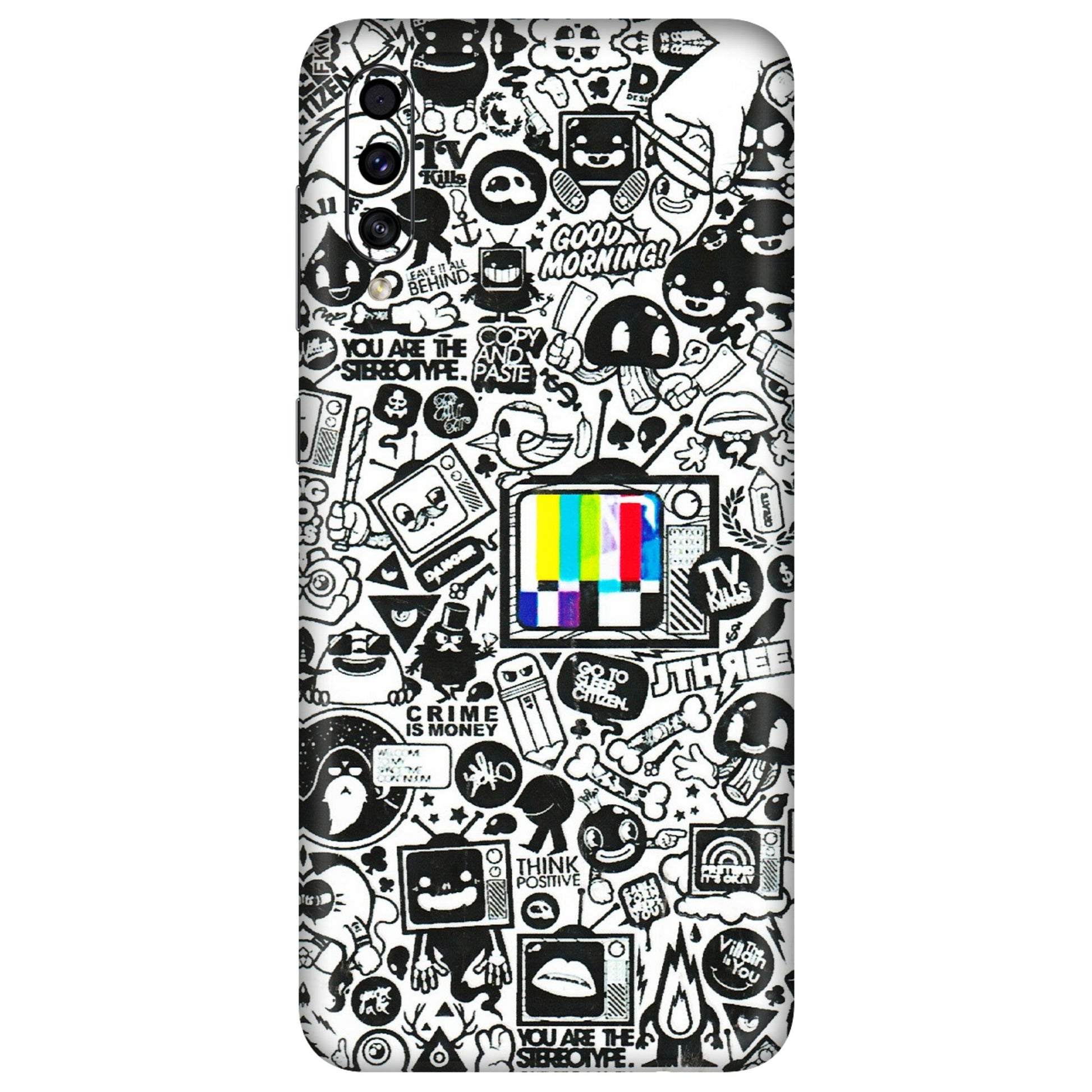 Samsung A/S Series Phone Skins (All Models) - Doodles Positive Art - 3D Embossed Finish (L-263) Samsung Galaxy A30s