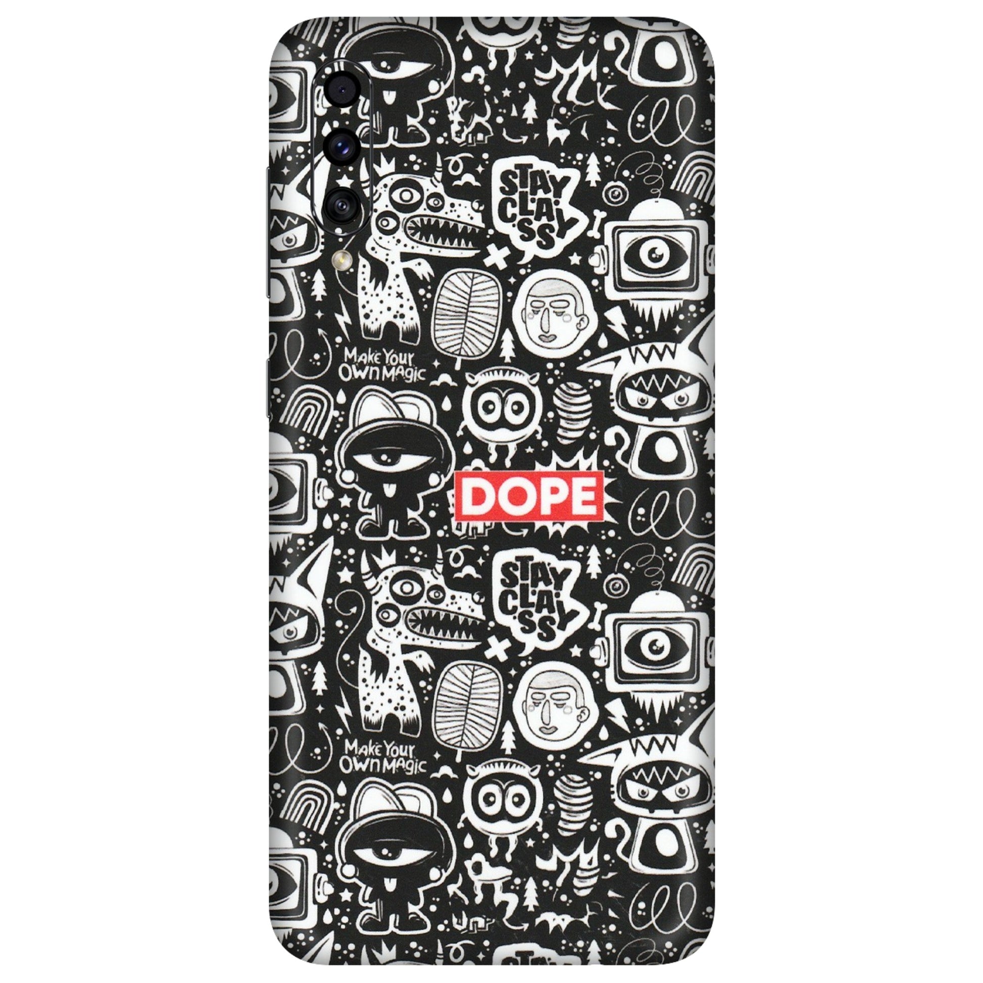 Samsung A/S Series Phone Skins (All Models) - Dope Stay Classy Black Doodles - Matte Finish (M-126) Samsung Galaxy A30s