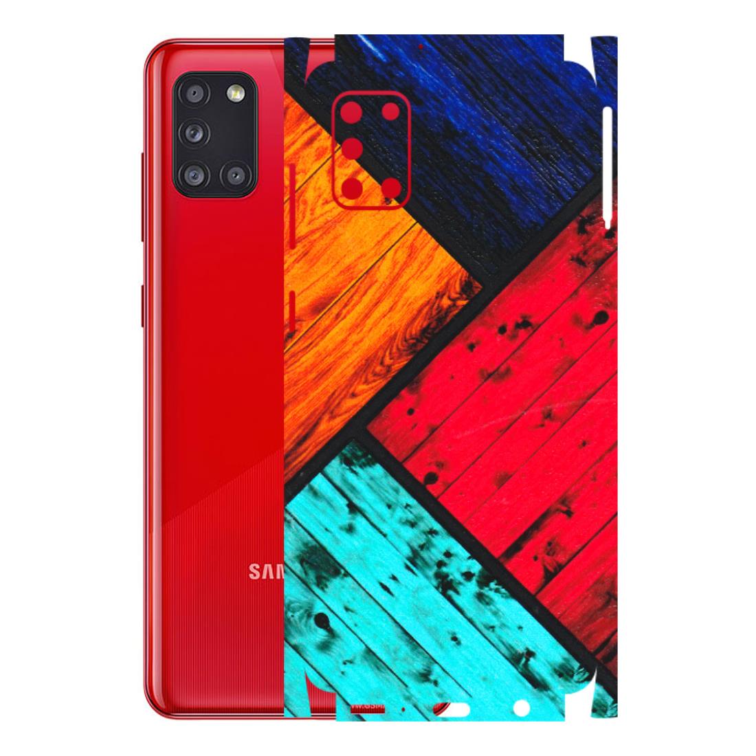 Samsung A/S Series Phone Skins (All Models) - Colourful Wood Panels Abstract - 3D Embossed Finish (L-09) Samsung Galaxy A31