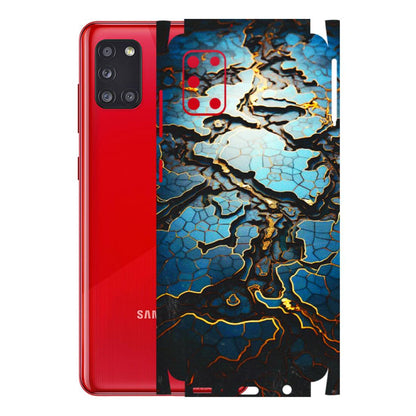 Samsung A/S Series Phone Skins (All Models) - Blue Gold Abstract - 3D Embossed Finish (L-11) Samsung Galaxy A31