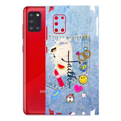 Samsung A/S Series Phone Skins (All Models) - Denim Jeans Pocket - 3D Embossed Finish (L-134) Samsung Galaxy A31