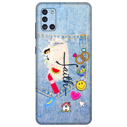 Samsung A/S Series Phone Skins (All Models) - Denim Jeans Pocket - 3D Embossed Finish (L-134) Samsung Galaxy A31