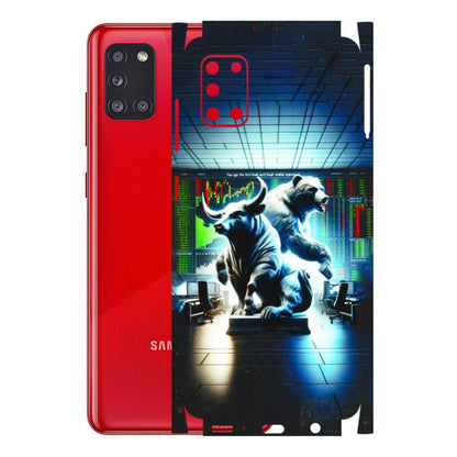 Samsung A/S Series Phone Skins (All Models) - Stock Market Sensex Bear vs Bulls - 3D Embossed Finish (L-15) Samsung Galaxy A31