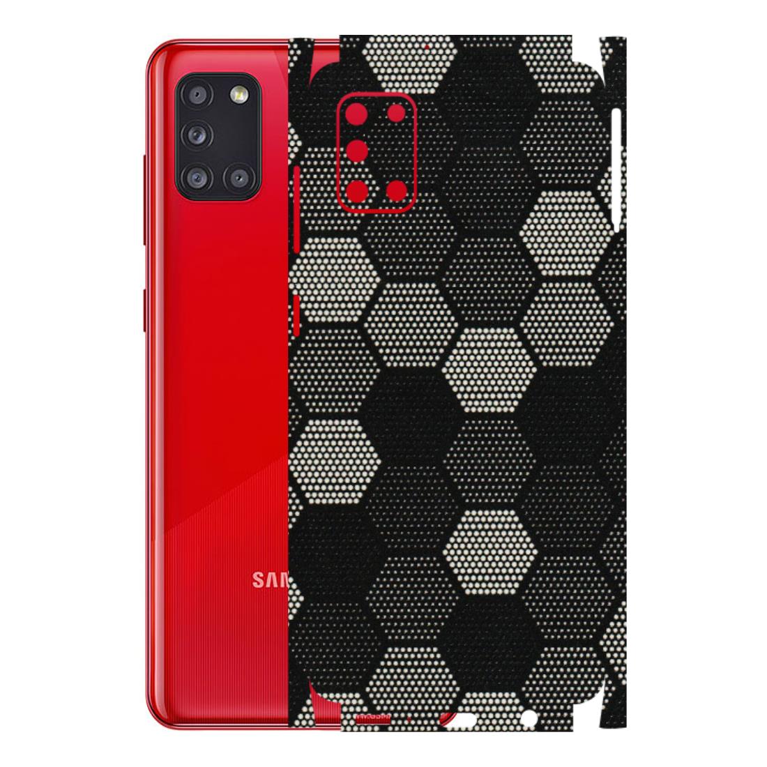 Samsung A/S Series Phone Skins (All Models) - Black & White Dotted Honeycomb Texture - 3D Embossed Finish (L-202) Samsung Galaxy A31