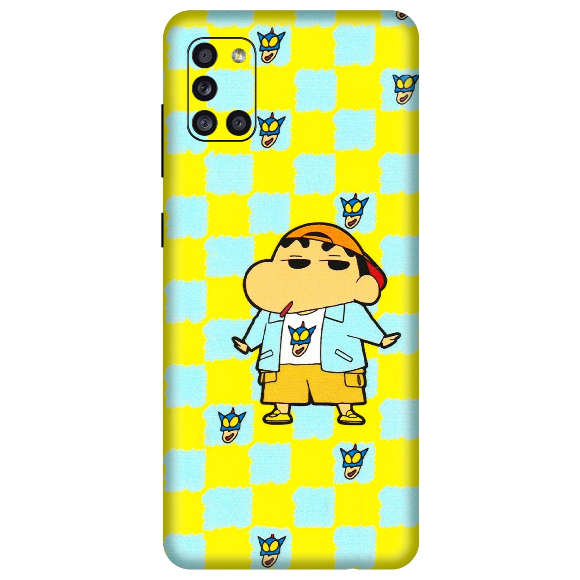 Samsung A/S Series Phone Skins (All Models) - Yellow Blue Shinchan Cute - 3D Embossed Finish (L-221) Samsung Galaxy A31