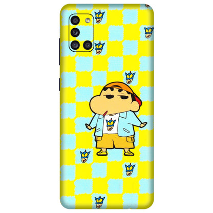 Samsung A/S Series Phone Skins (All Models) - Yellow Blue Shinchan Cute - 3D Embossed Finish (L-221) Samsung Galaxy A31