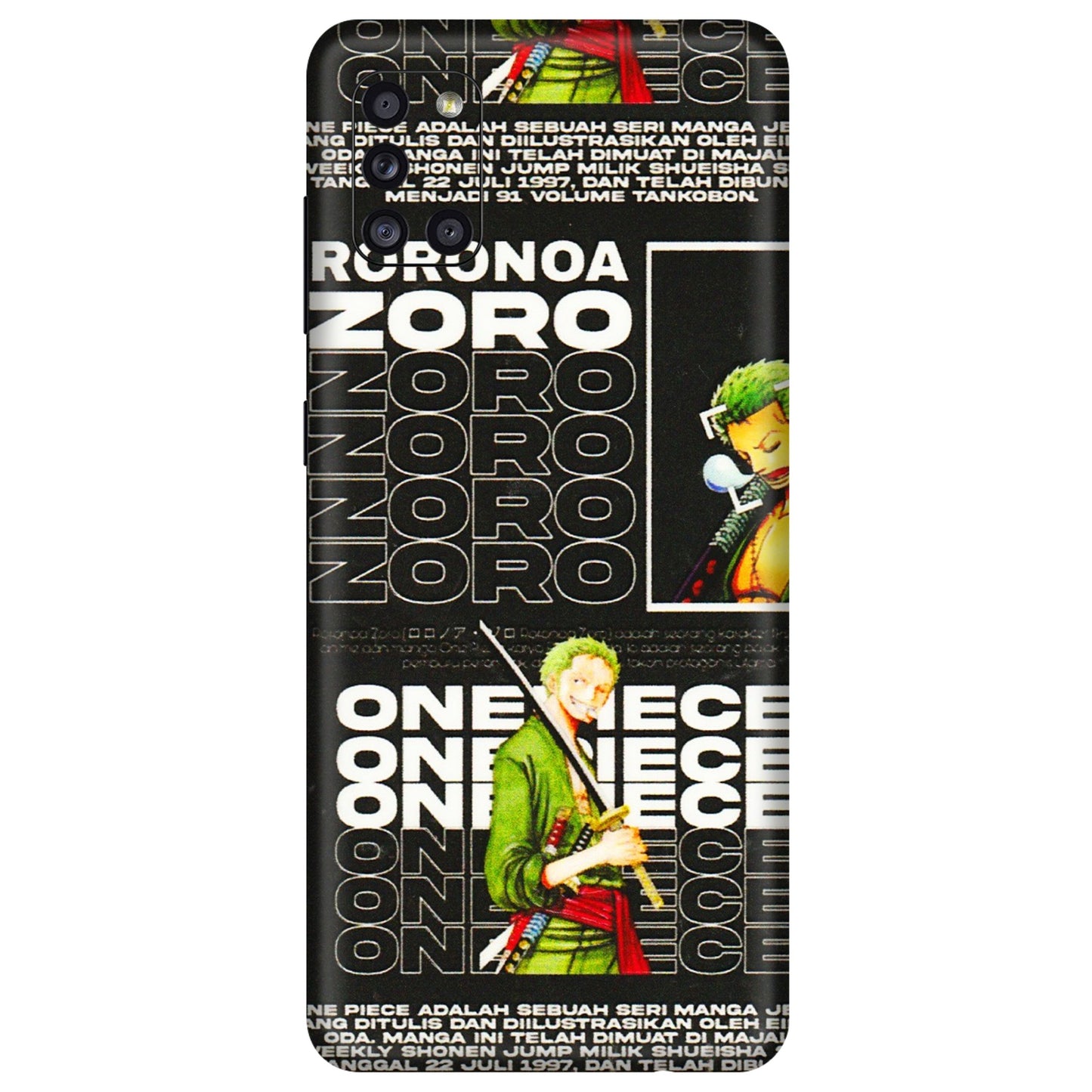 Samsung A/S Series Phone Skins (All Models) - One Piece Zoro - 3D Embossed Finish (L-250) Samsung Galaxy A31