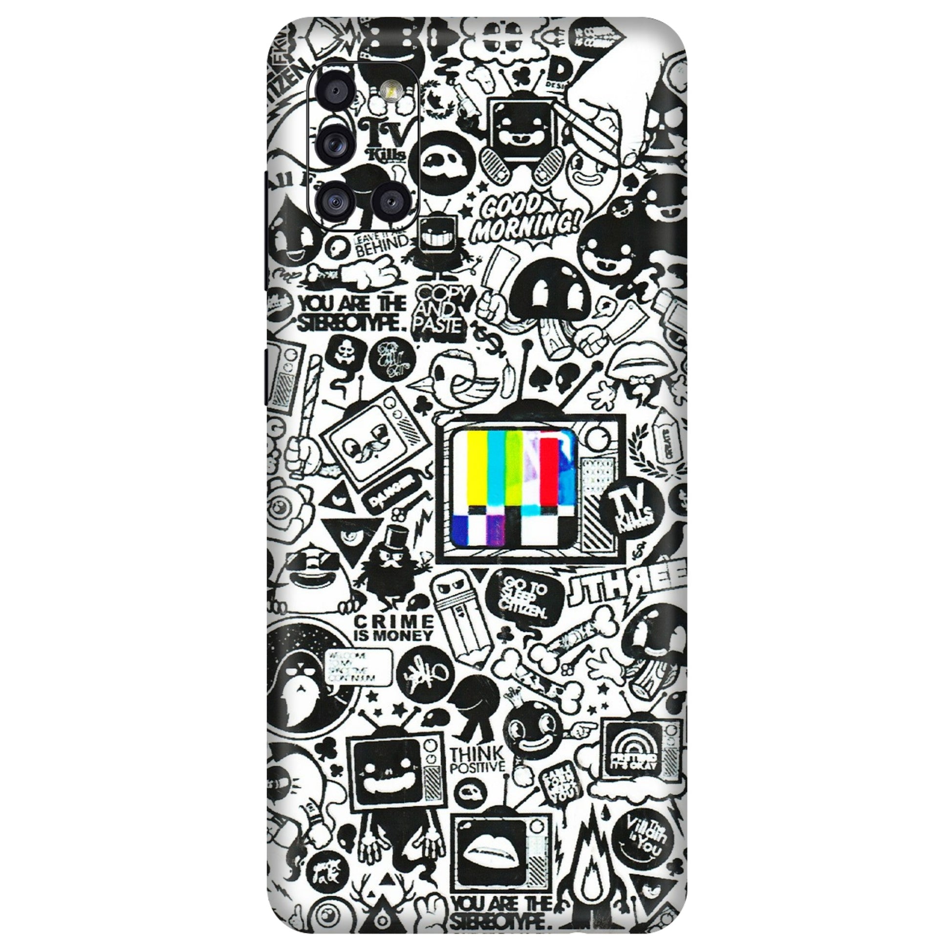 Samsung A/S Series Phone Skins (All Models) - Doodles Positive Art - 3D Embossed Finish (L-263) Samsung Galaxy A31