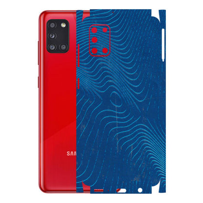 Samsung A/S Series Phone Skins (All Models) - Abstract Blue Line Map - 3D Embossed Finish (L-272) Samsung Galaxy A31