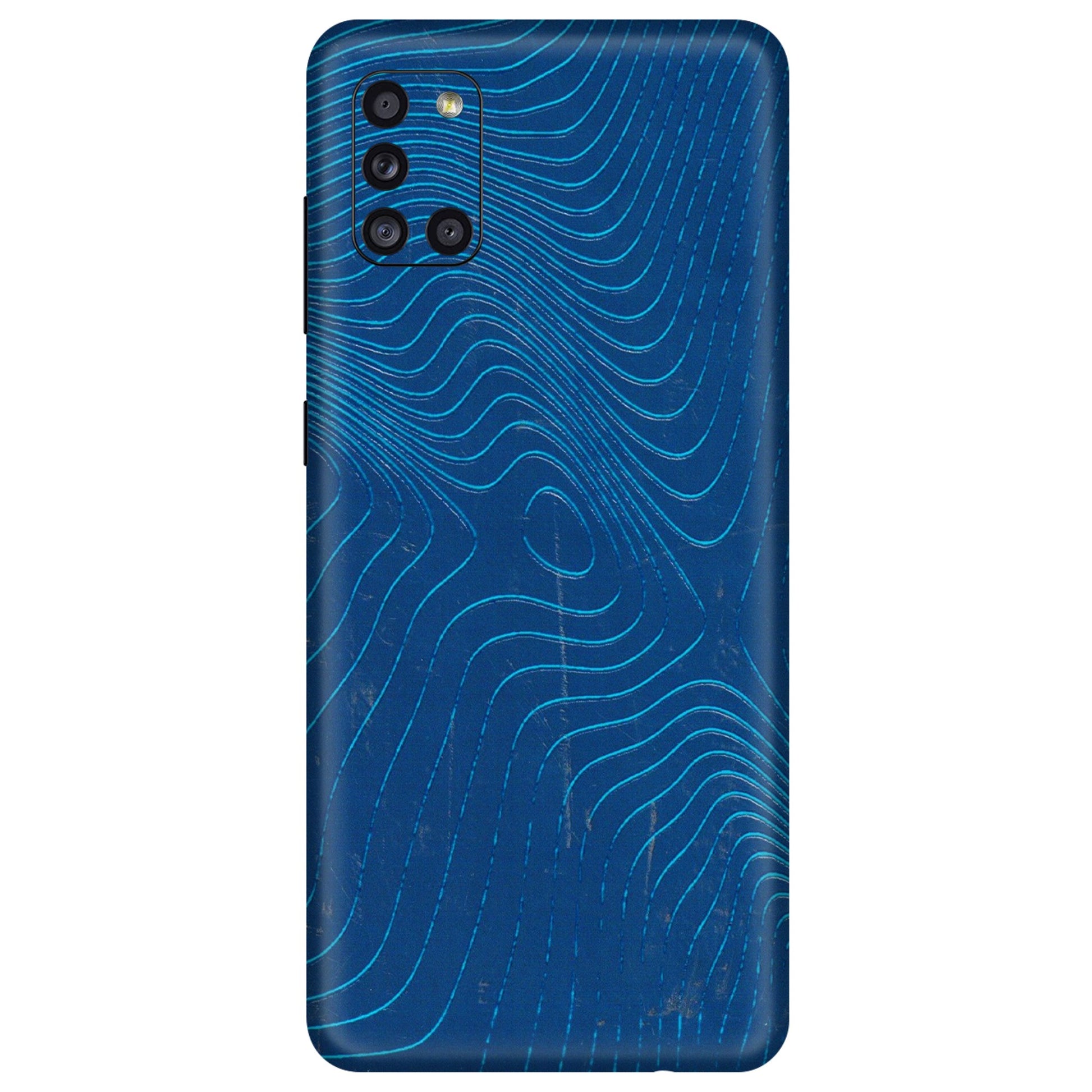Samsung A/S Series Phone Skins (All Models) - Abstract Blue Line Map - 3D Embossed Finish (L-272) Samsung Galaxy A31